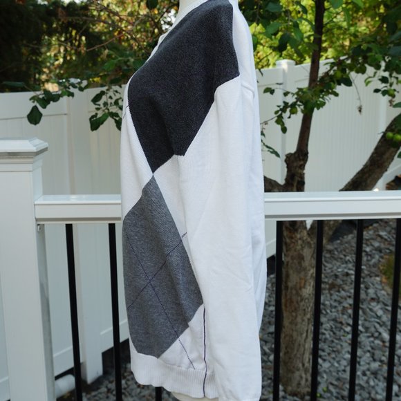 Argyle White, Grey and Purple detailed Sweater - Picture 2 of 6